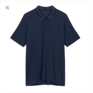 Lululemon Metal Vent Polo Size S Button Down Navy Blue Short Sleeve Shirt